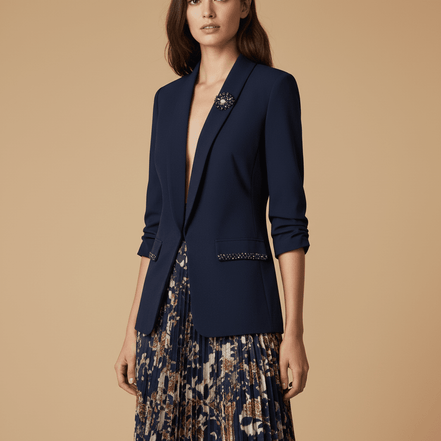 Sacou elegant bleumarin cu rever amplu si aplicatii din cristale - OK Lux. All rights reserved. - Tuxedos - 