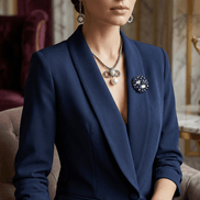 Sacou elegant bleumarin cu rever amplu si aplicatii din cristale - OK Lux. All rights reserved. - Tuxedos - 