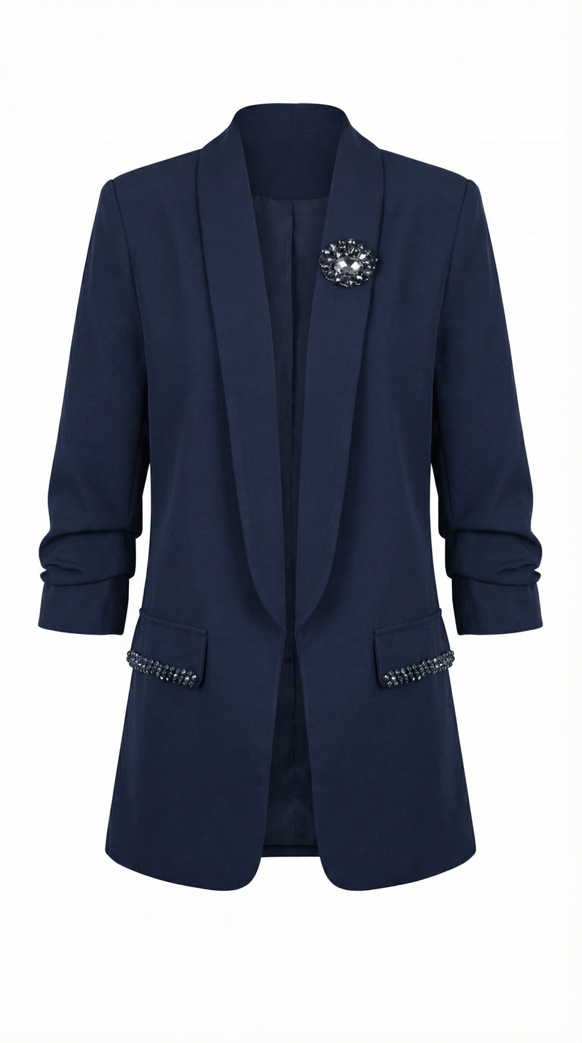 Sacou elegant bleumarin cu rever amplu si aplicatii din cristale - OK Lux. All rights reserved. - Tuxedos - 