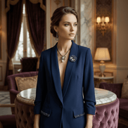 Sacou elegant bleumarin cu rever amplu si aplicatii din cristale - OK Lux. All rights reserved. - Tuxedos - 