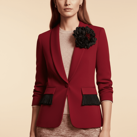 Sacou Elegant Burgundy cu Dantelă și Flori Textile - Laura Stoica - OK Lux. All rights reserved. - Tuxedos - 