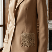 Sacou elegant camel cu aplicatii manuale din dantela si sclipici - OK Lux. All rights reserved. - Jackets - 