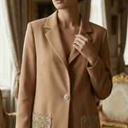 Sacou elegant camel cu aplicatii manuale din dantela si sclipici - OK Lux. All rights reserved. - Jackets - 