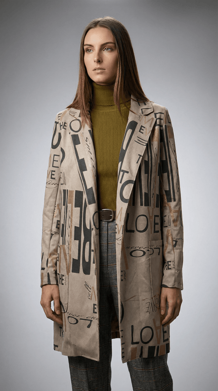 Sacou elegant cu imprimeu grafic si croiala dreapta - OK Lux. All rights reserved. - Jackets - 