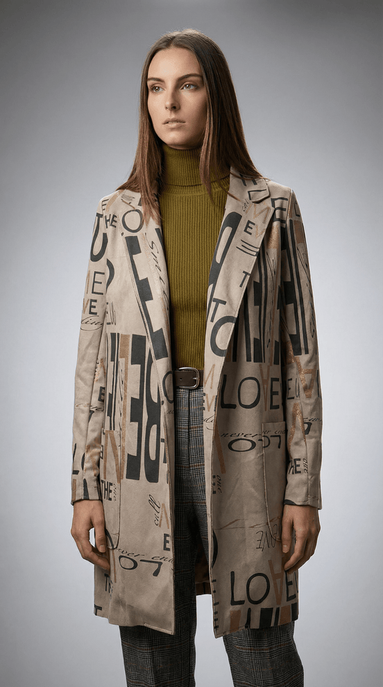 Sacou elegant cu imprimeu grafic si croiala dreapta - OK Lux. All rights reserved. - Jackets - 