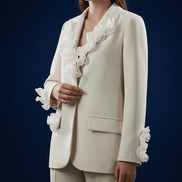 Sacou Elegant Ivory cu Aplicații Manuale din Dantelă - Croială Structurată - OK Lux. All rights reserved. - Tuxedos - 