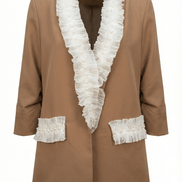 Sacou elegant maro cu aplicatii manuale din dantela si perle decorative - OK Lux. All rights reserved. - Jackets - 