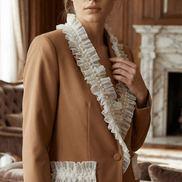 Sacou elegant maro cu aplicatii manuale din dantela si perle decorative - OK Lux. All rights reserved. - Jackets - 