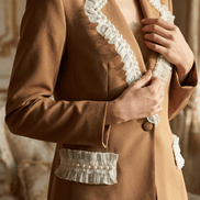 Sacou elegant maro cu aplicatii manuale din dantela si perle decorative - OK Lux. All rights reserved. - Jackets - 