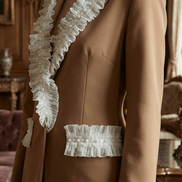 Sacou elegant maro cu aplicatii manuale din dantela si perle decorative - OK Lux. All rights reserved. - Jackets - 