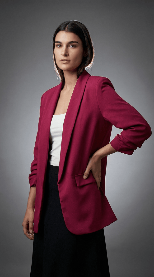 Sacou elegant mov cu buzunare - OK Lux. All rights reserved. - Shirts - PURPLE - TA;LIE UNICA BUST 100 CM LUNGIME 70 CM. SE POTRIVESTE PENTRU MASURILE S/M/L - 