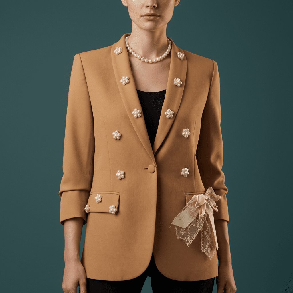 Sacou Femei Accesorizat Manual cu Perle – Design Laura Stoica - OK Lux. All rights reserved. - Sacouri - 