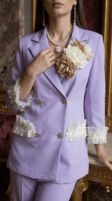 Sacou lila structurat cu aplicații florale și detalii decorative - OK Lux. All rights reserved. - Tuxedos - 