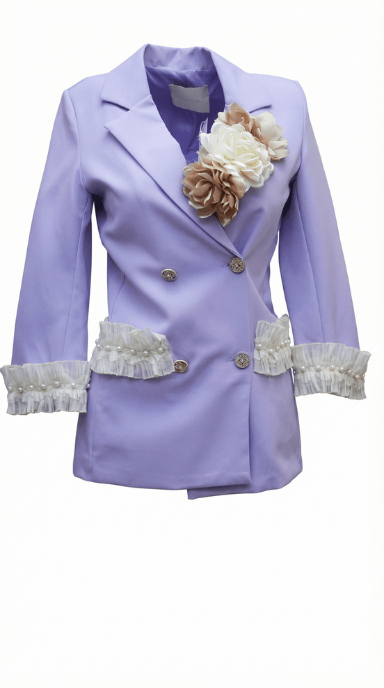 Sacou lila structurat cu aplicații florale și detalii decorative - OK Lux. All rights reserved. - Tuxedos - 