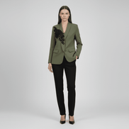 Sacou Olive cu Guler Șal și Aplicații Manuale – Design Laura Stoica - OK Lux. All rights reserved. - Jackets - 