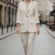 Sacou oversize alb, modern și lejer - OK Lux. All rights reserved. - Tuxedos - BEIGE - 