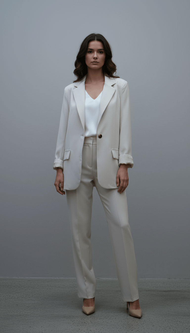 Sacou oversize alb, modern și lejer - OK Lux. All rights reserved. - Tuxedos - BEIGE - 