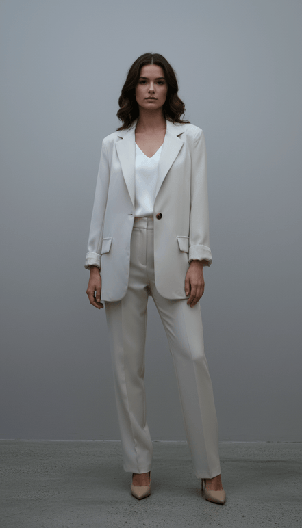 Sacou oversize alb, modern și lejer - OK Lux. All rights reserved. - Tuxedos - BEIGE - 