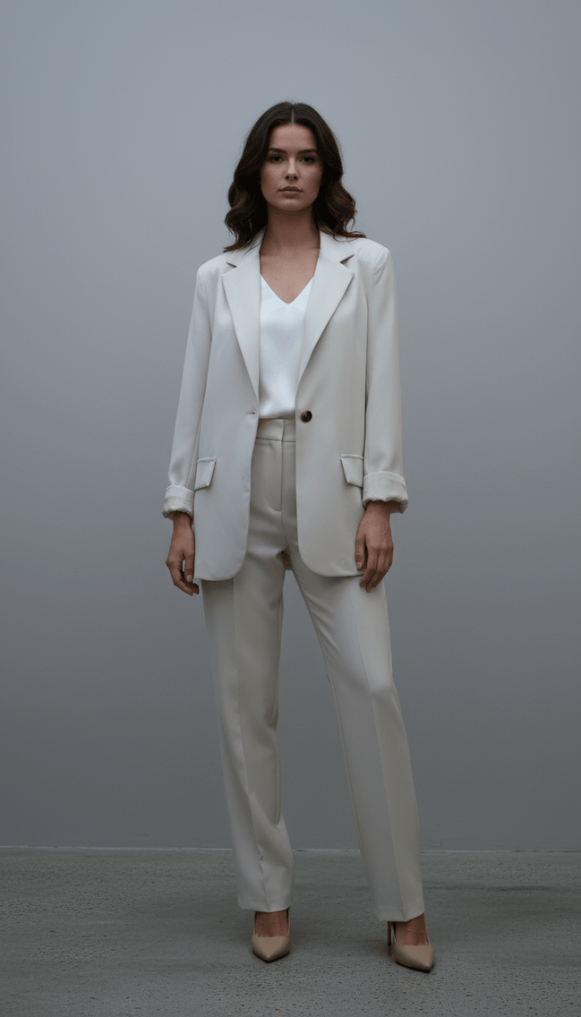 Sacou oversize alb, modern și lejer - OK Lux. All rights reserved. - Tuxedos - BEIGE - 