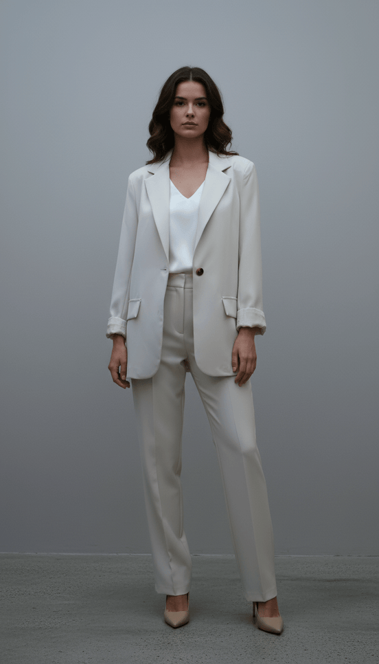 Sacou oversize alb, modern și lejer - OK Lux. All rights reserved. - Tuxedos - BEIGE - 