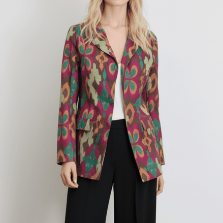 Sacou oversize maro cu imprimeu - OK Lux. All rights reserved. - Tuxedos - BROWN - 
