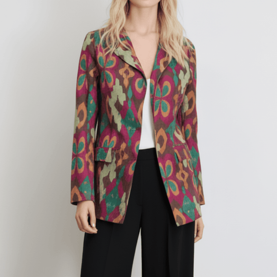 Sacou oversize maro cu imprimeu - OK Lux. All rights reserved. - Tuxedos - BROWN - 