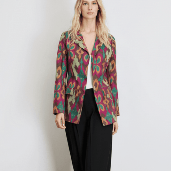 Sacou oversize maro cu imprimeu - OK Lux. All rights reserved. - Tuxedos - BROWN - 