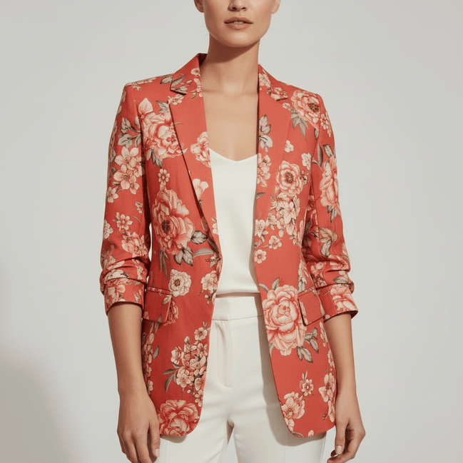 Sacou roz cu imprimeu floral - OK Lux. All rights reserved. - Dresses - PINK - 