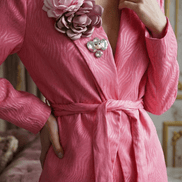 Sacou roz texturat cu cordon și aplicații florale statement - OK Lux. All rights reserved. - Tuxedos - 