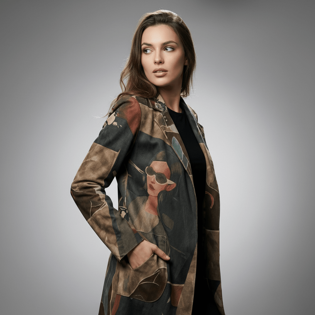 Sacou statement cu imprimeu artistic - OK Lux. All rights reserved. - Jackets - Brown - 