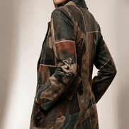 Sacou statement cu imprimeu artistic - OK Lux. All rights reserved. - Jackets - Brown - 