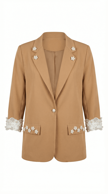 Sacou Statement „Inner Glow” – Camel cu Detalii Pearl - OK Lux. All rights reserved. - 