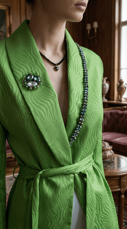 Sacou verde cambrat cu broșă decorativă și detalii aplicate - OK Lux. All rights reserved. - Tuxedos - 