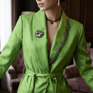 Sacou verde cambrat cu broșă decorativă și detalii aplicate - OK Lux. All rights reserved. - Tuxedos - 