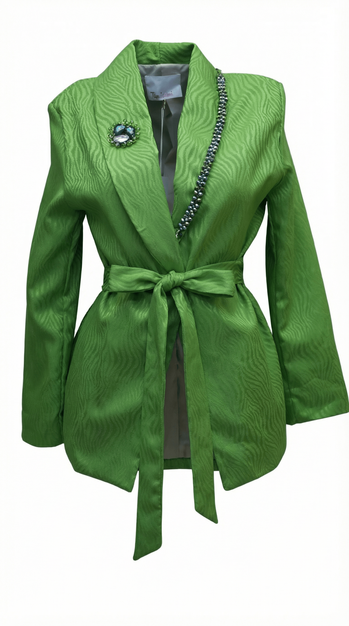 Sacou verde cambrat cu broșă decorativă și detalii aplicate - OK Lux. All rights reserved. - Tuxedos - 