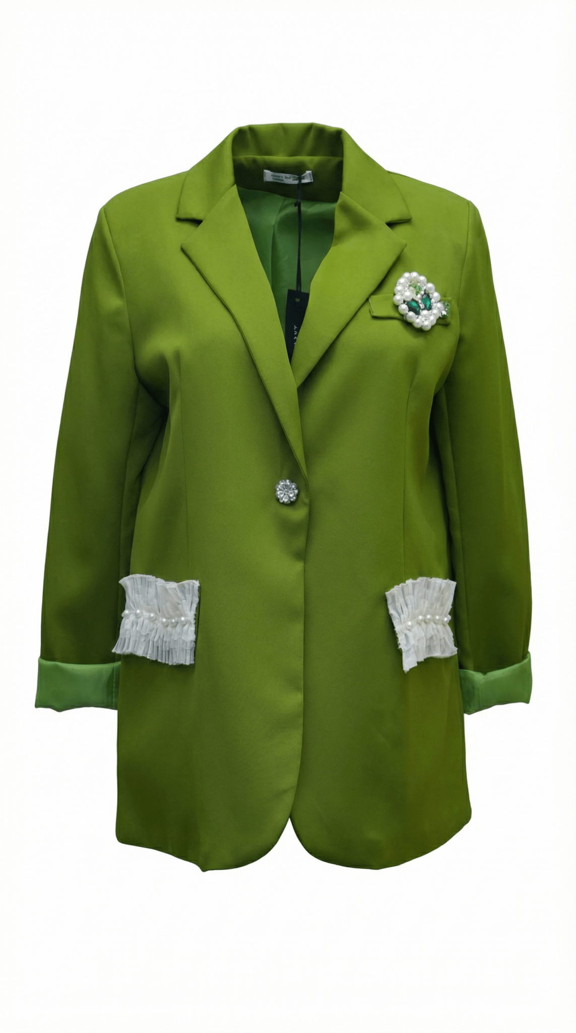 Sacou verde structurat cu broșă statement și aplicații decorative - OK Lux. All rights reserved. - Tuxedos - 