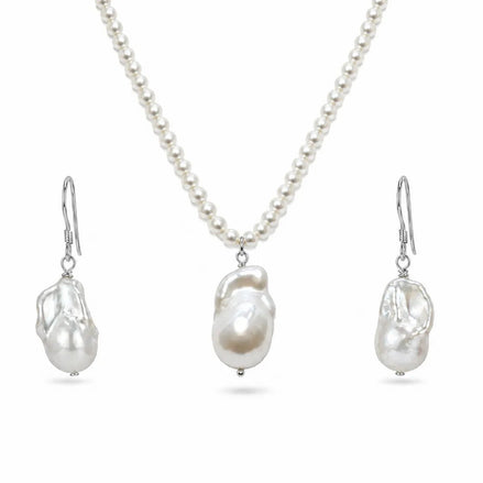 Set Colier și Cercei din Perle Baroc cu Argint - OK Lux. All rights reserved. - Jewelry Sets - 