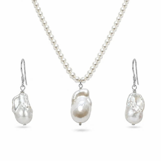 Set Colier și Cercei din Perle Baroc cu Argint - OK Lux. All rights reserved. - Jewelry Sets - 